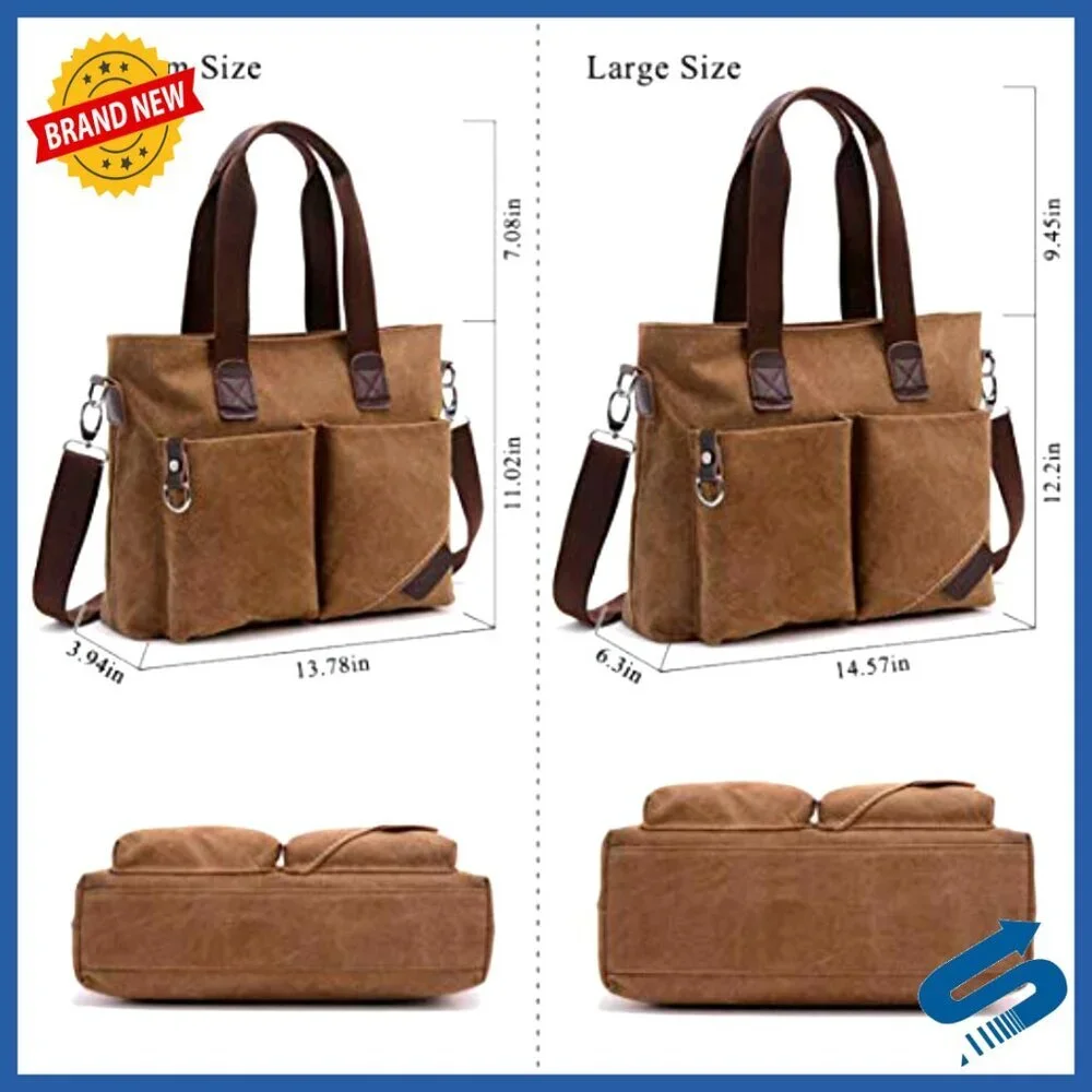 Canvas Satchel Handbag Top Handle Tote Shoulder Bag Chic Minimal Classic